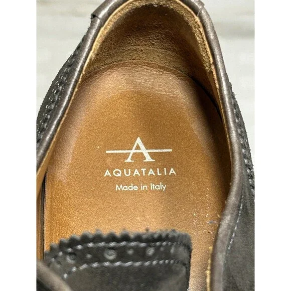 EXCELLENT! Aquatalia Italy Dark Brown Suede Leather Wingtip Shoes Men’s Size 10